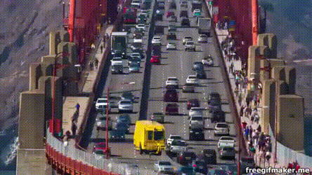 Barrier Transfer Machine on the Golden Gate Bridge adjusting lanes for rush hour