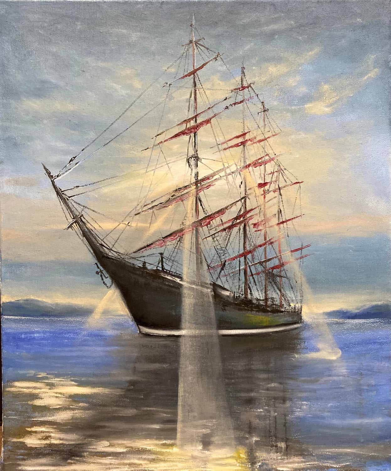 Ship, oil painting by my mother