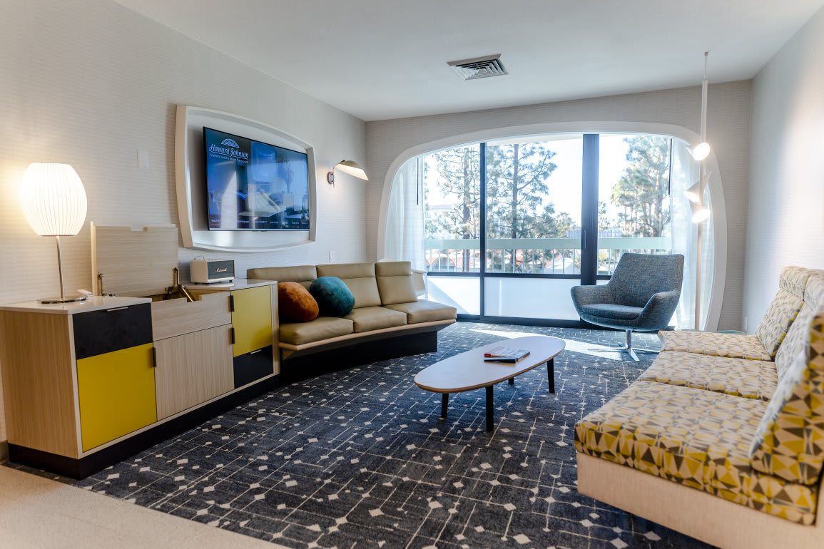 Howard Johnson Anaheim hotel room, inspired by Disneyland's original Tomorrowland