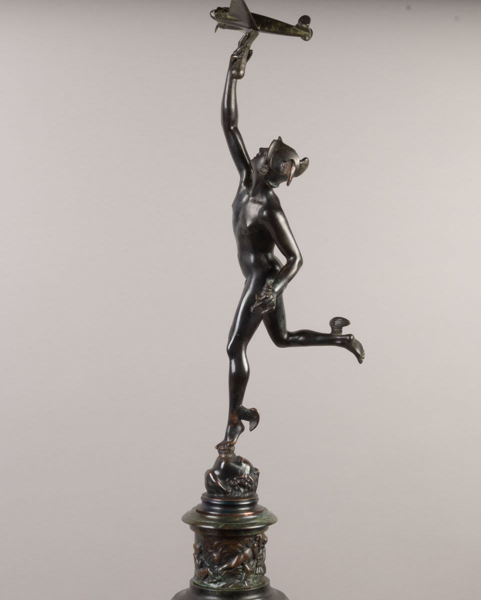 Recently, an old trophy with a figure of the Roman god Mercury on top was treated by our Conservation Unit. Originally prepared by the Lockheed Aircraft Corporation with plans to present it to Amelia Earhart, this trophy has an interesting history.
