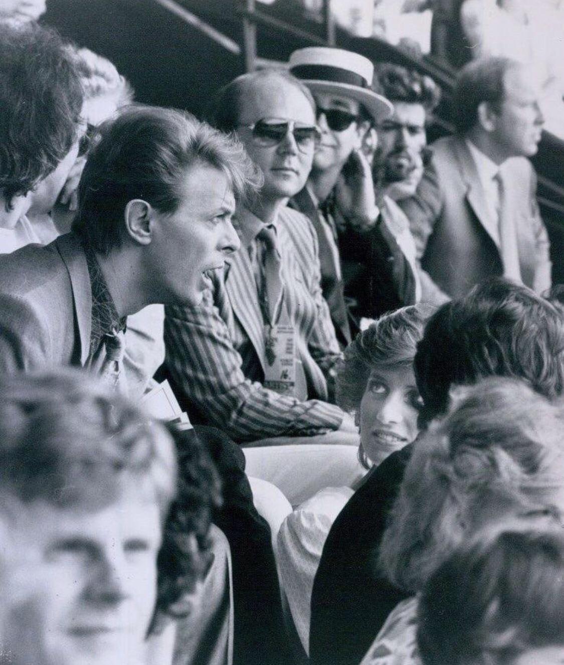 David Bowie chatting with Princess Diana at Live Aid concert in 1985