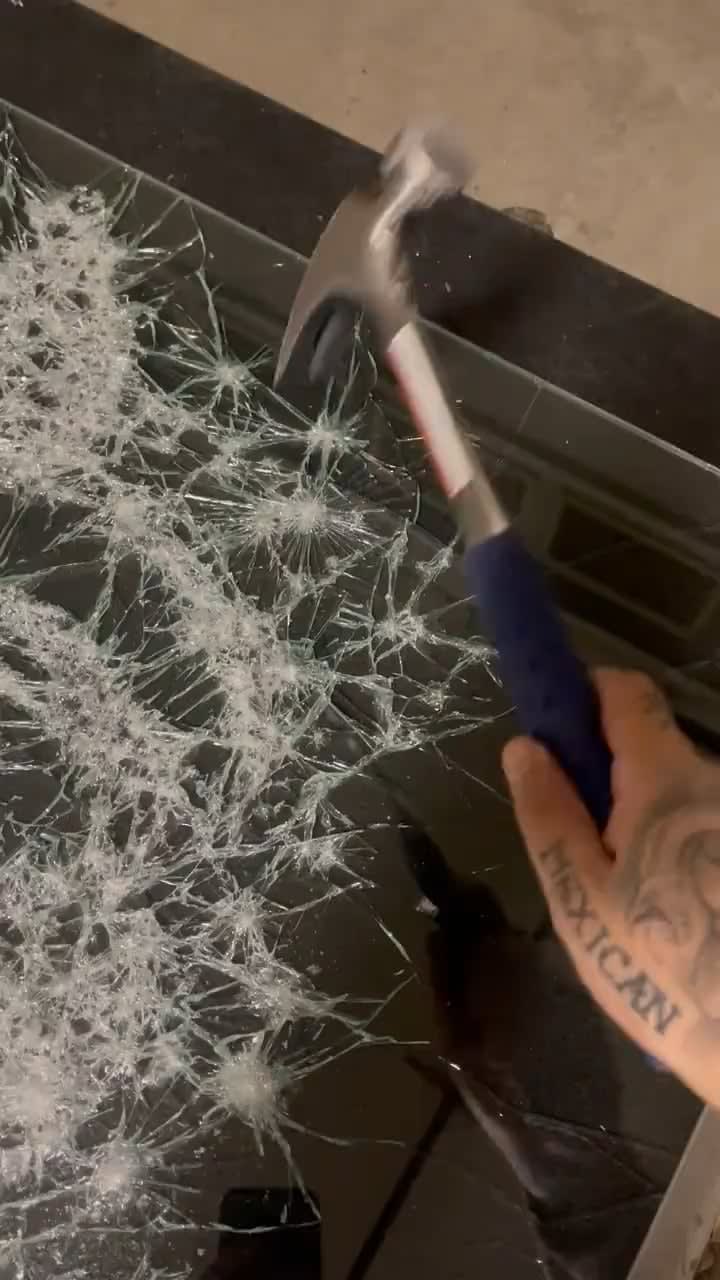 A Tupac Shakur broken glass portrait.