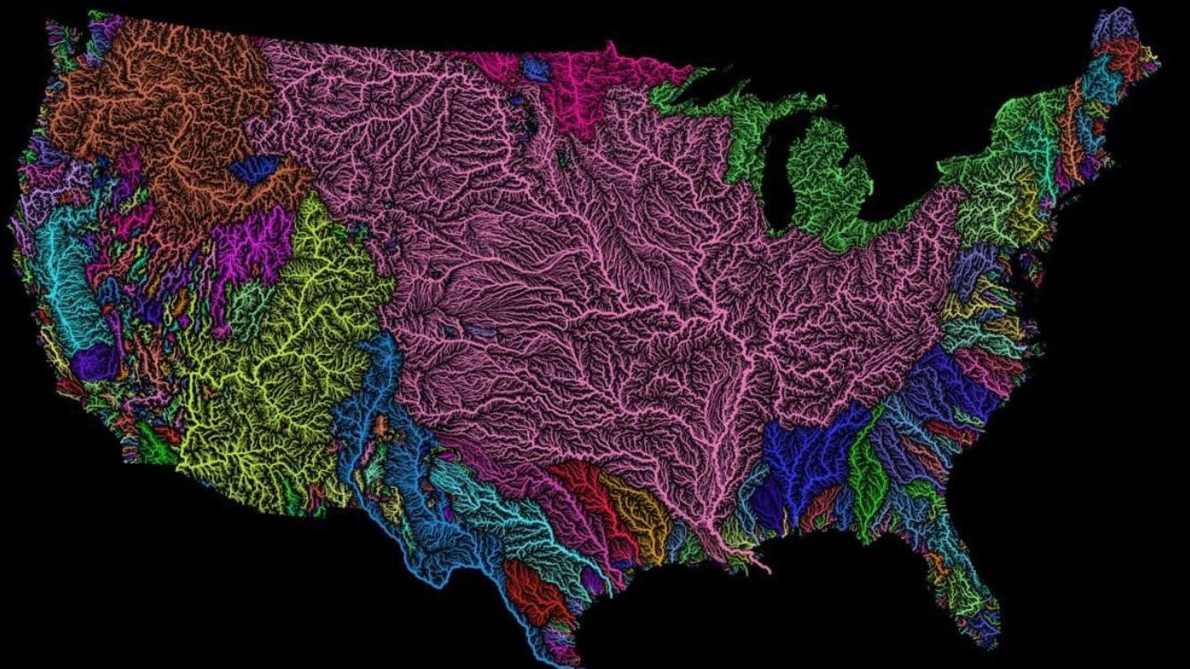 All of the river systems in the continental USA
