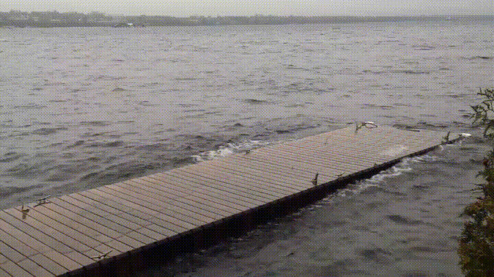 Waves Interact with Wooden Pier
