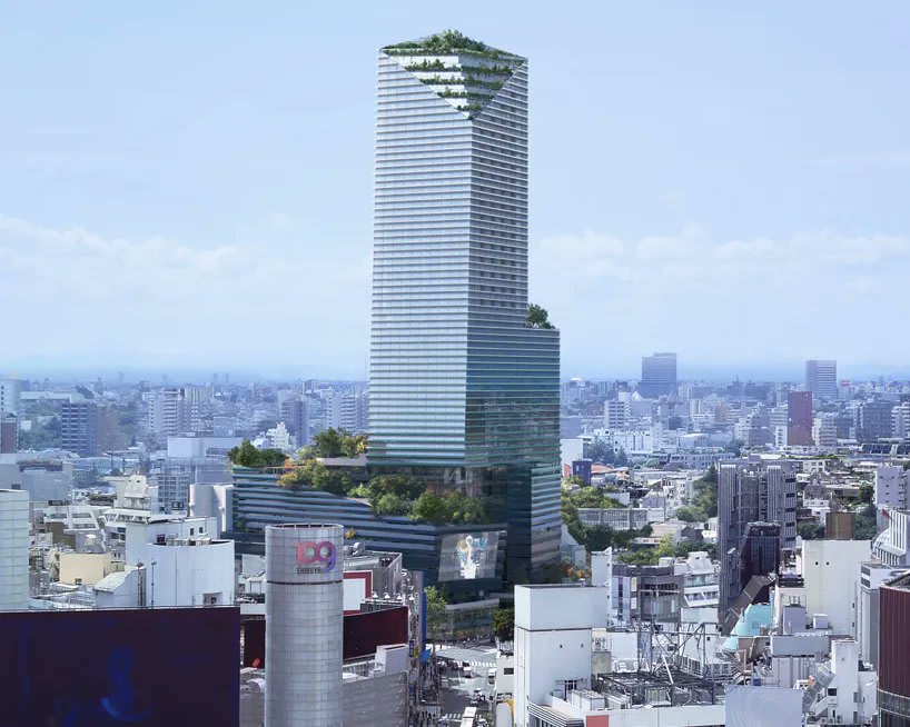 snøhetta plans ceramic tower as a 'peaceful sanctuary' in tokyo's shibuya ward.