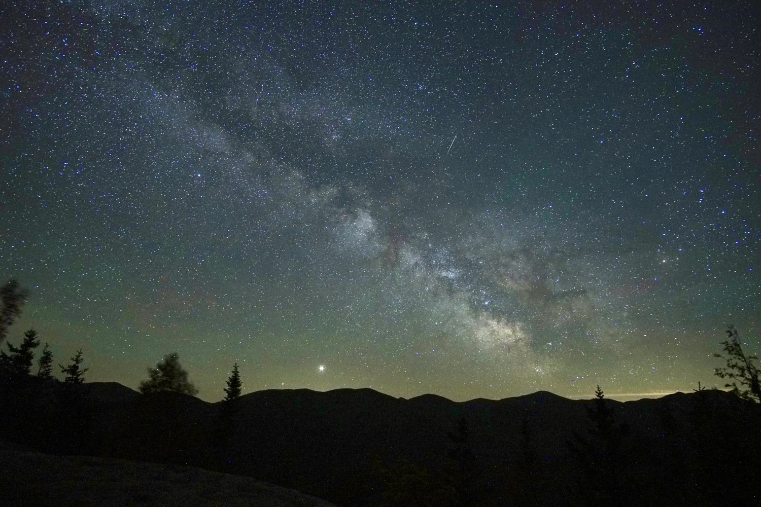 Gas giants rising over the Adirondacks. A night hike up Mt. Jo resulted in my best Milky Way shot yet.