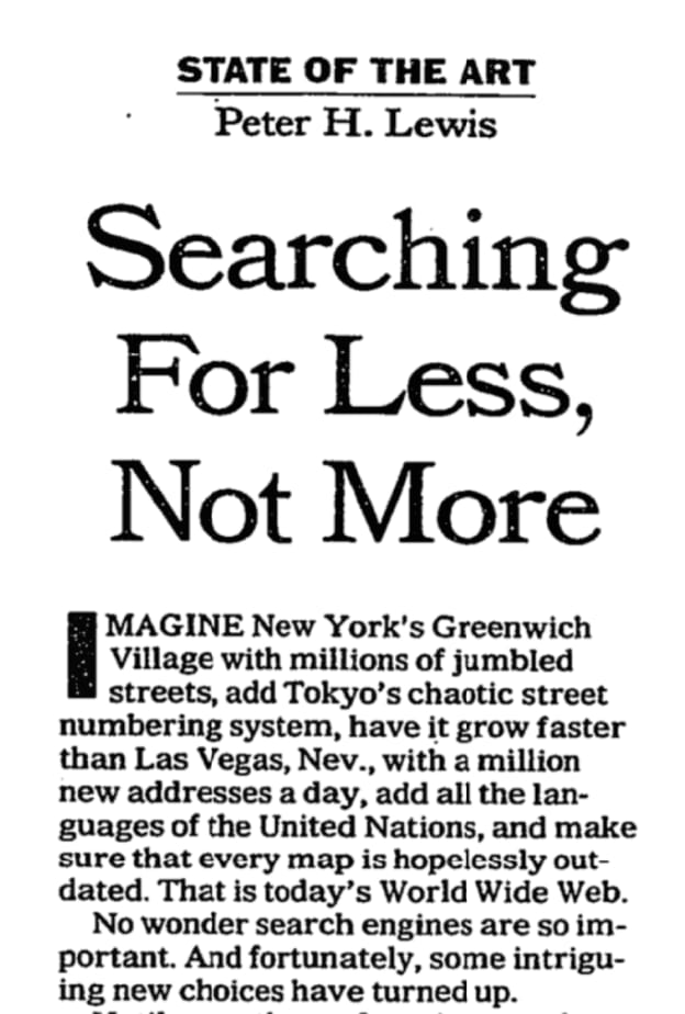 Google was founded on this day in 1998. A year later, The Times wrote about search engines, calling Google "impressive" and "very fast."