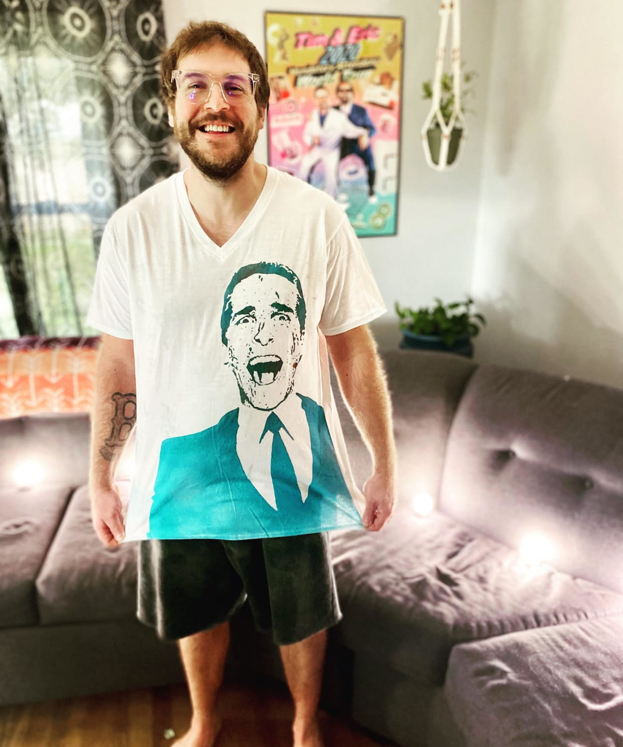 I hand cut a stencil and spray painted it on a shirt! Any American Psycho fans?