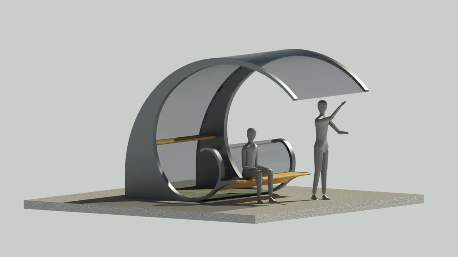 I made this bus stop 3D model based on Fibonacci’s Golden Spiral. There’s a bench on the front, and on the back, an area to plug-in your phone/laptop, and a shelf to work while standing. What do y’all think?
