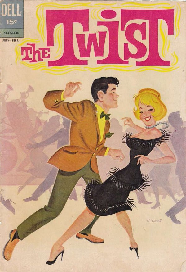 "She leans backwards and I lean forwards. That's called the oversway!" The Twist. Dell Comics, July 1962.