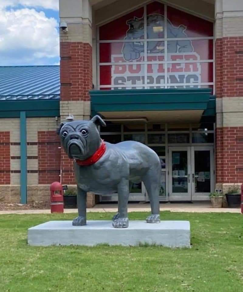 Local High School ordered a Bulldog statue but got a pug instead.