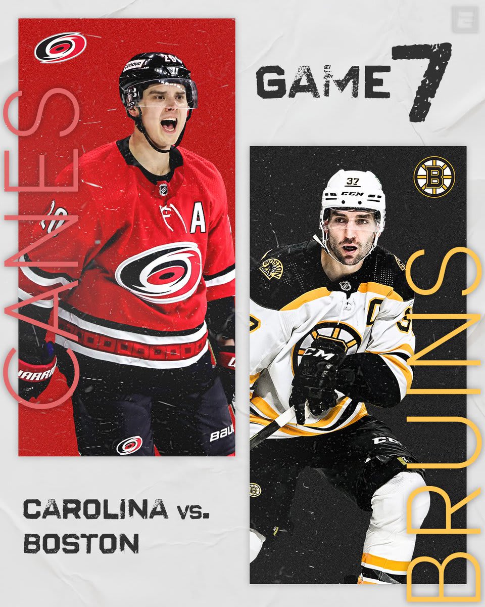GAME 7 IS HERE The Canes and Bruins will battle to advance in the Stanley Cup playoffs! : 4:30 PM ET on ESPN