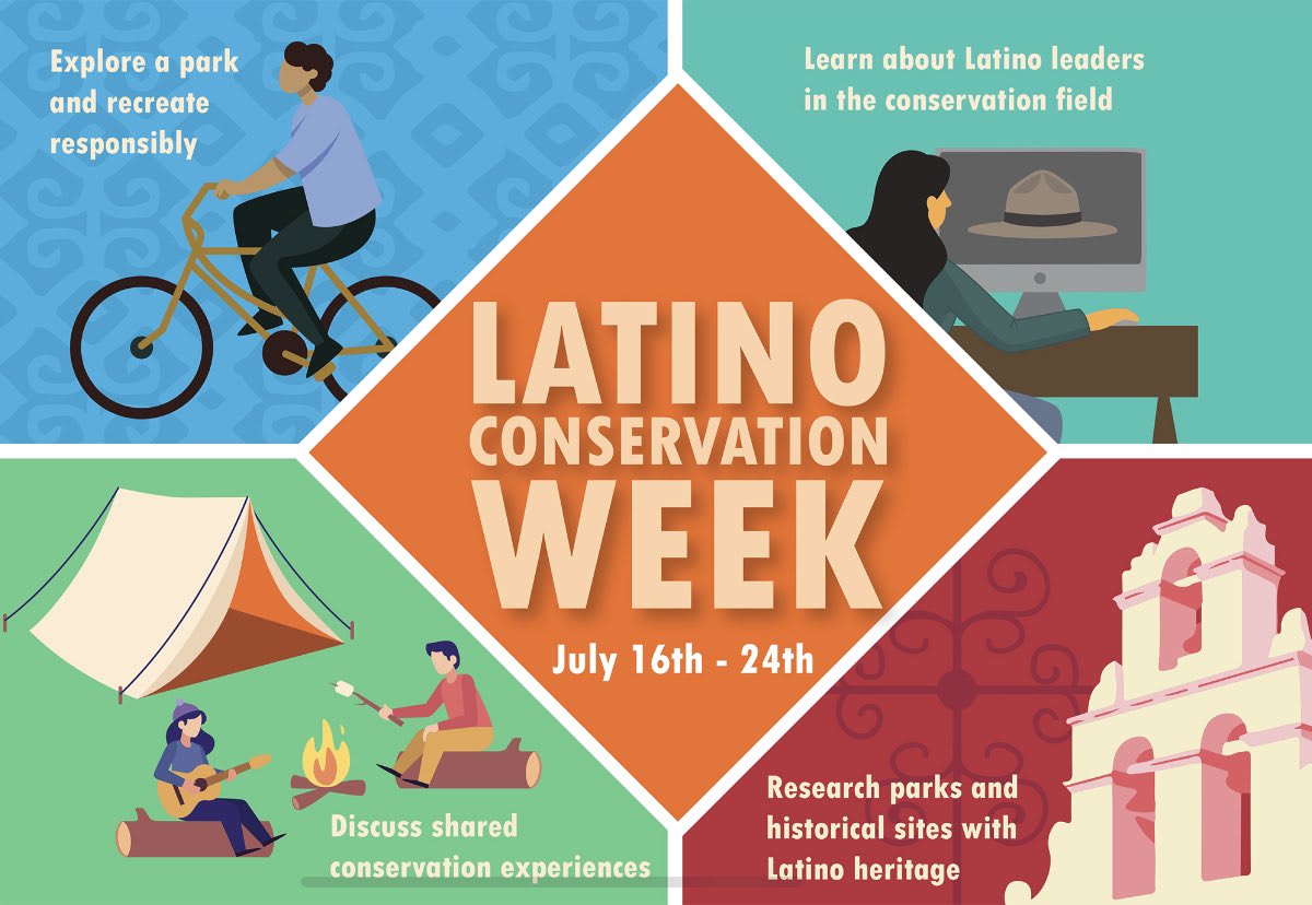Join us for LatinoConservationWeek July 16-24, 2022! This annual celebration seeks to engage Latino communities (and everyone) in National Park Service recreational activities and stewardship that benefit local communities and parks.
