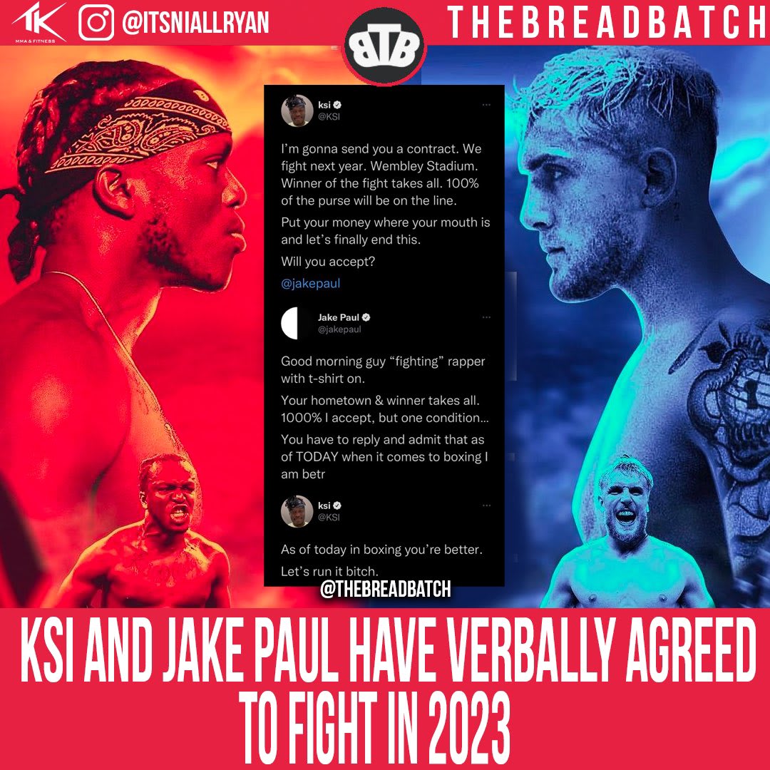 The long awaited KSI vs Jake Paul fight will happen in 2023 after they verbally agreed to do it in Wembley Stadium next year
