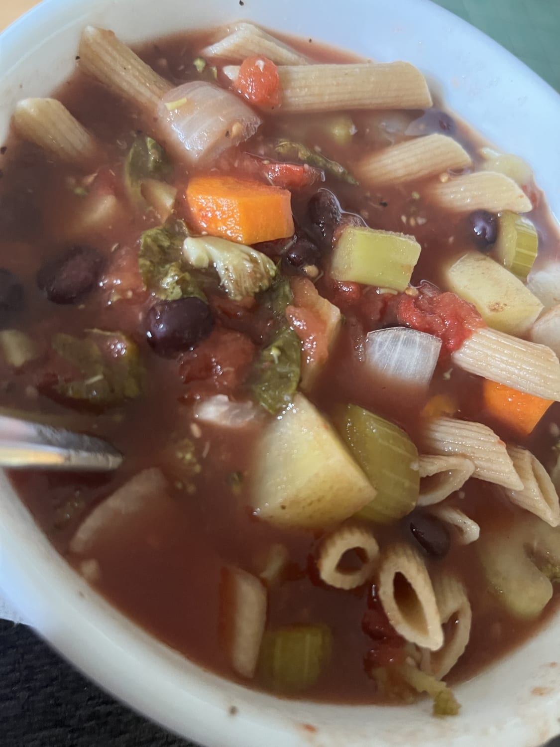 A humongous bowl of minestrone-ish soup