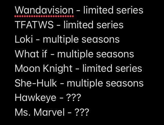 Do you think Hawkeye and Ms. Marvel will be limited series or have multiple seasons?
