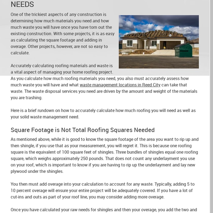 How to Calculate Shingle and Waste Disposal Needs
