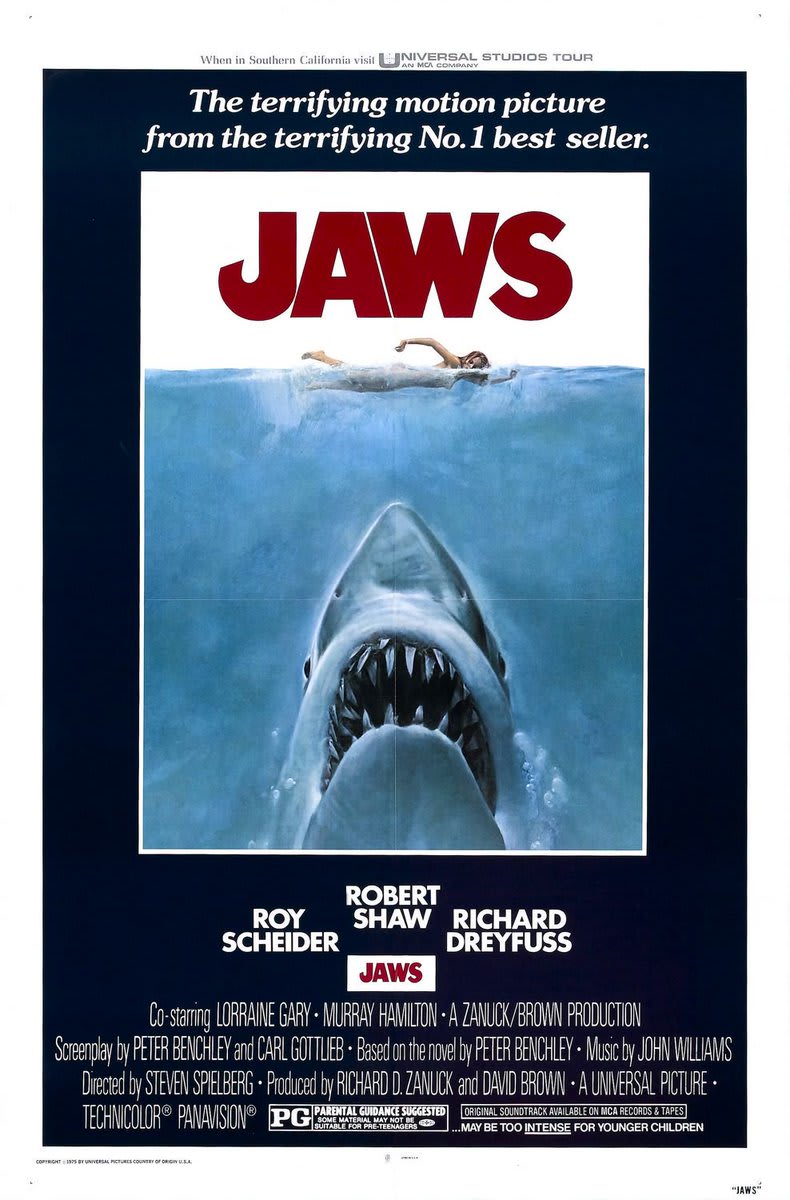 Steven Spielberg's JAWS - Released on this day in 1975 - Art by Roger Kastel
