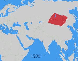 The expansion of the Mongol Empire over the 13th century