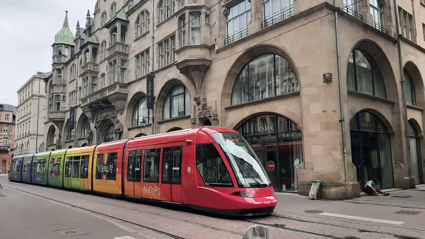 The new tram in my city (Strasbourg) for pride month and international day against homophobia, biphobia and transphobia.