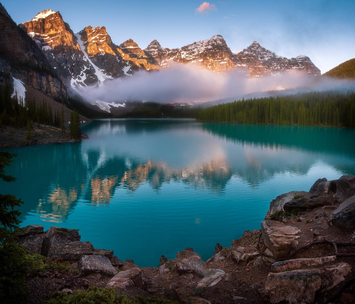 Your daily dose of Reddit lake. Look at it, It’s beautiful! Banff, Canada of course.