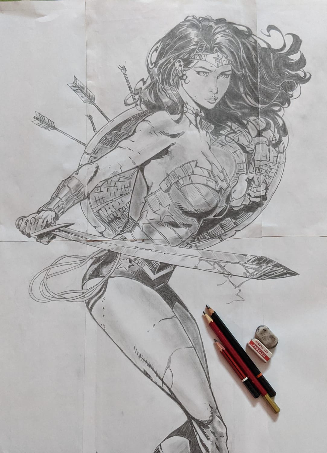 First time sharing my art here; a version of Wonder Woman.