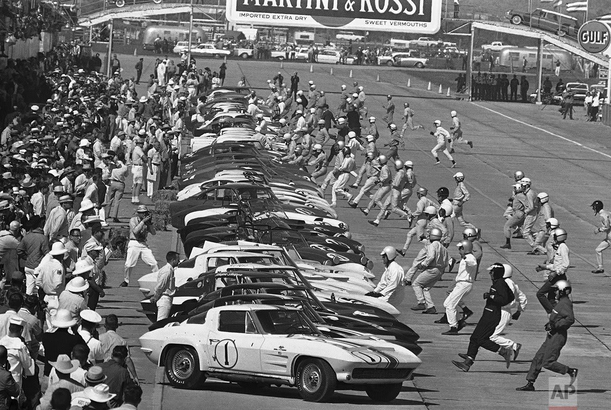 Sixty-five drivers run for their cars at the start of the international 12 Hour Race in Sebring, Fla., OTD in 1963. | Photo James P. Kerlin
