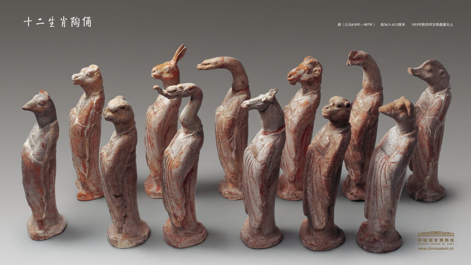 Chinese zodiac pottery statues from the National Museum of China's collection dating back to the Tang Dynasty (AD 618-907)