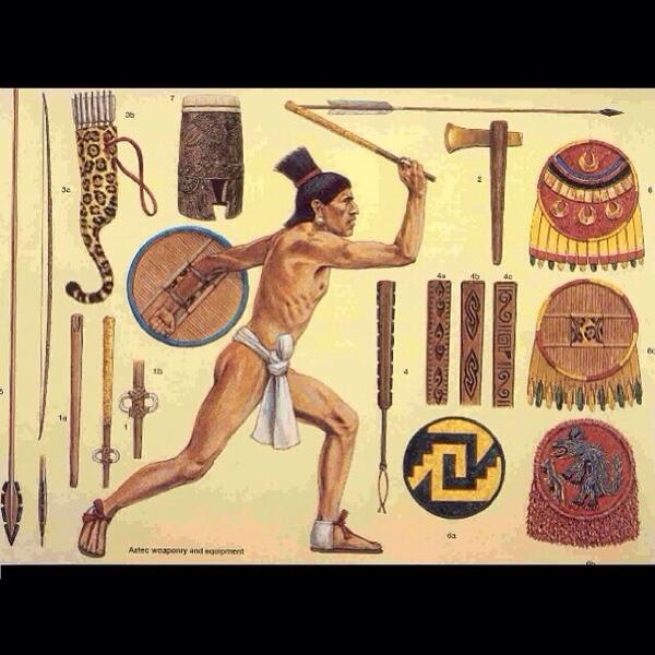 Teyaotlani (guerrero en náhuatl) y sus armas http://t.co/U8NCSQGpIp