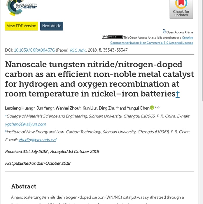 Mix Nanoscale Tungsten Nitride Nitrogen Doped Carbon As An