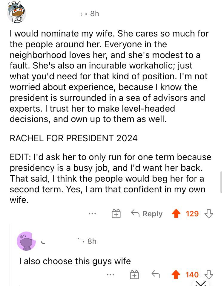 On r/askreddit who do you want to see as the 47th President of the US?