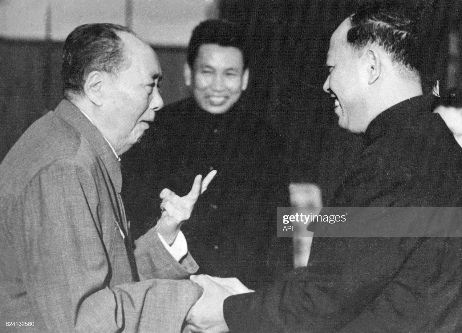 Mao Zedong with Khmer Rouge leaders Pol Pot (middle) and Ieng Sary in June 1975 in Beijing, China