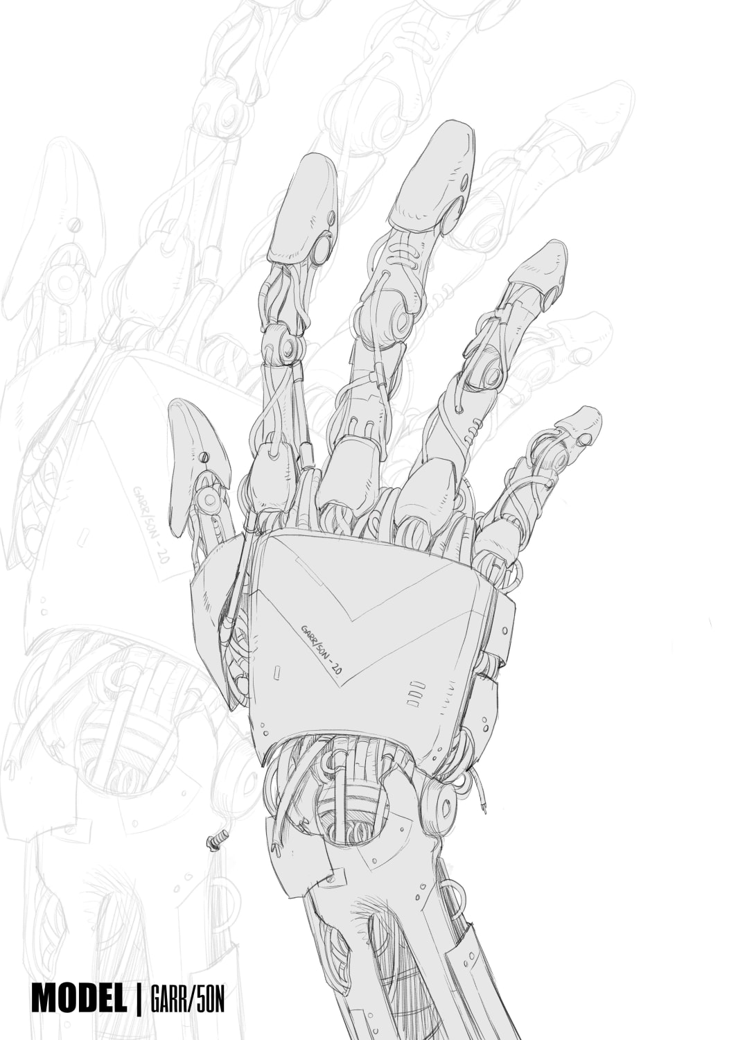 Went out of my comfort zone and drew a robot hand.