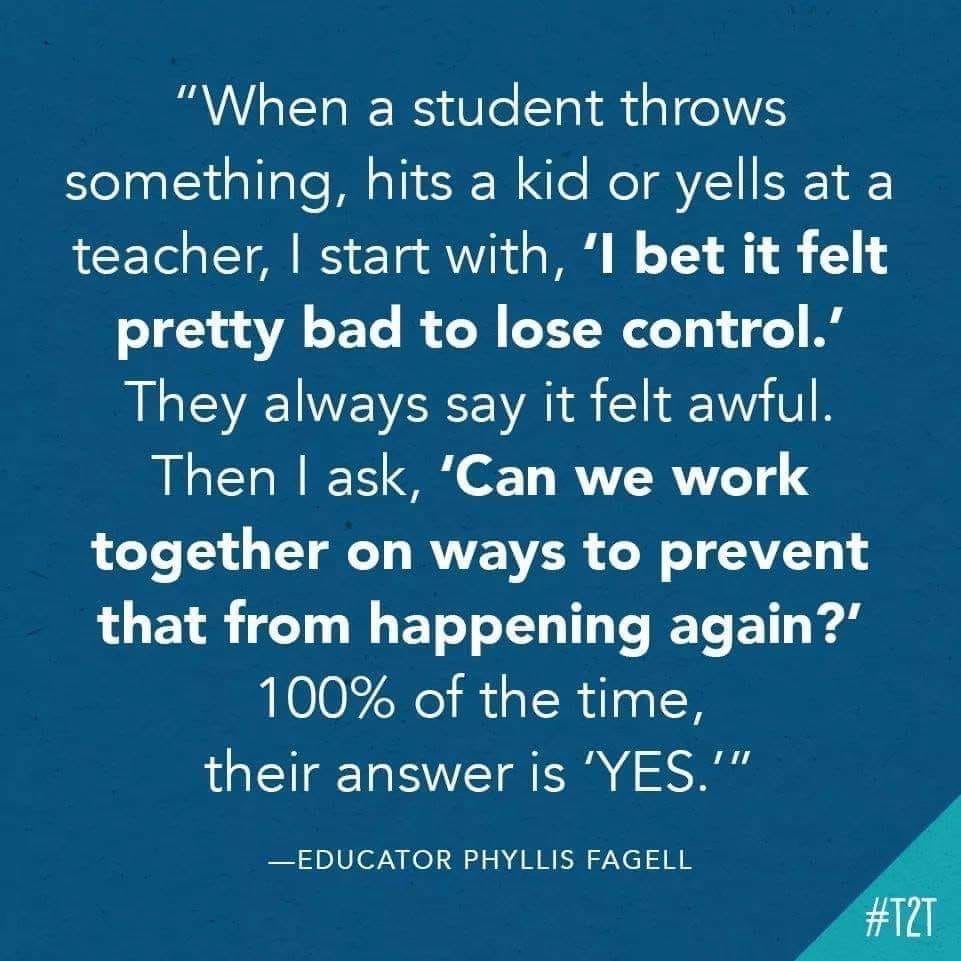 What to say when a student throws something or loses their temper....