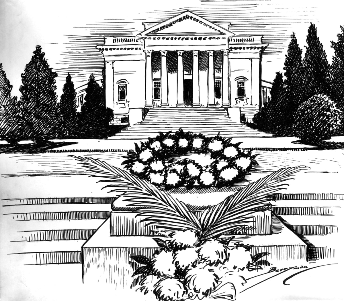 Cartoonist Clifford Berryman pays tribute to fallen veterans on this Armistice Day with the wreath-covered tomb of the unknown soldier at Arlington National Cemetery, OTD in 1927
