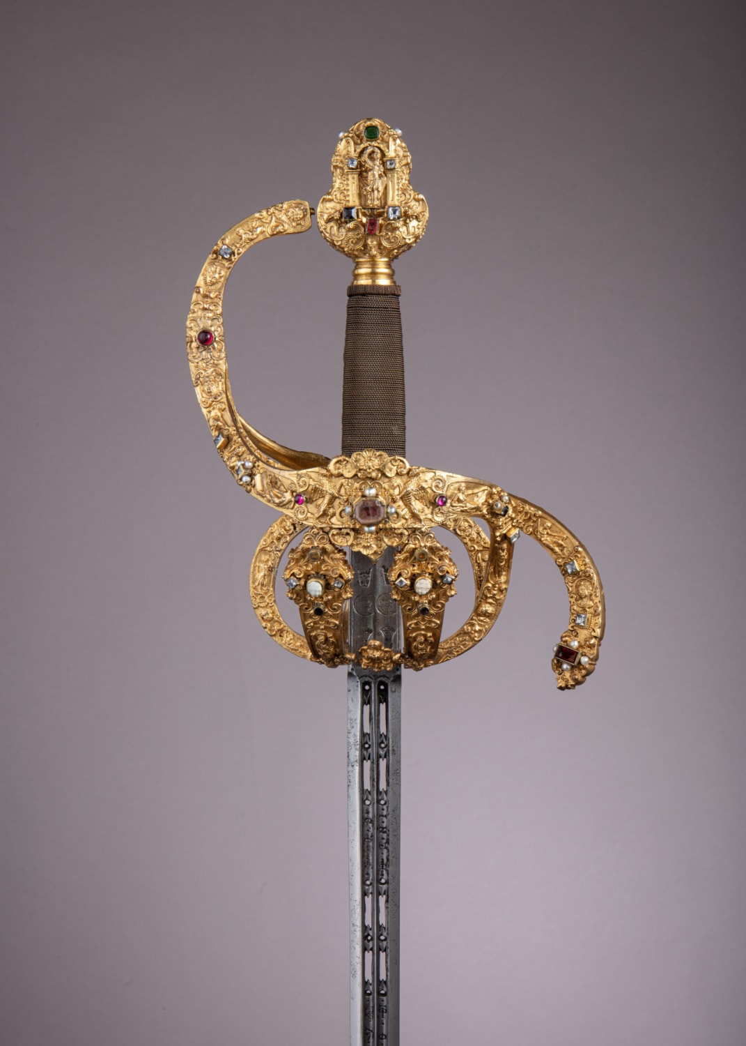 The beautiful jeweled and latticed Rapier crafted by Israel Schuech in 1606, for Christian II Elector of Saxony, Metropolitan Museum of Art.
