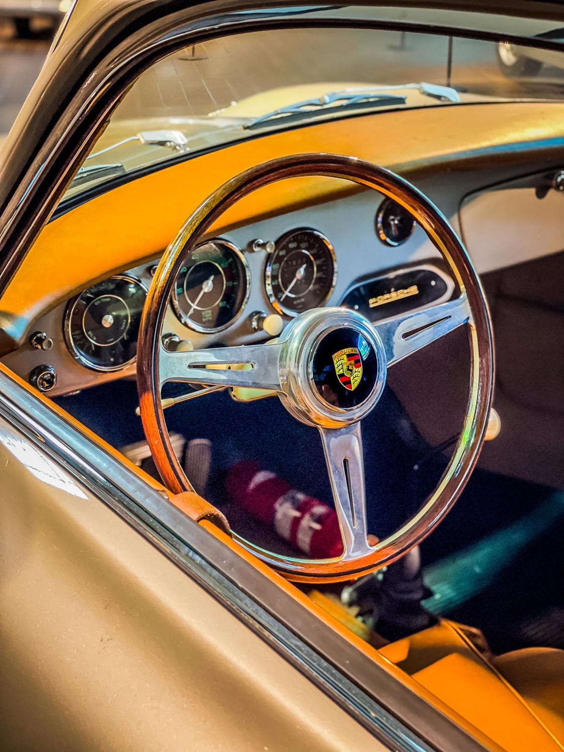 A photo of a Porsche 356 steering wheel that I took a while ago. Gorgeous car