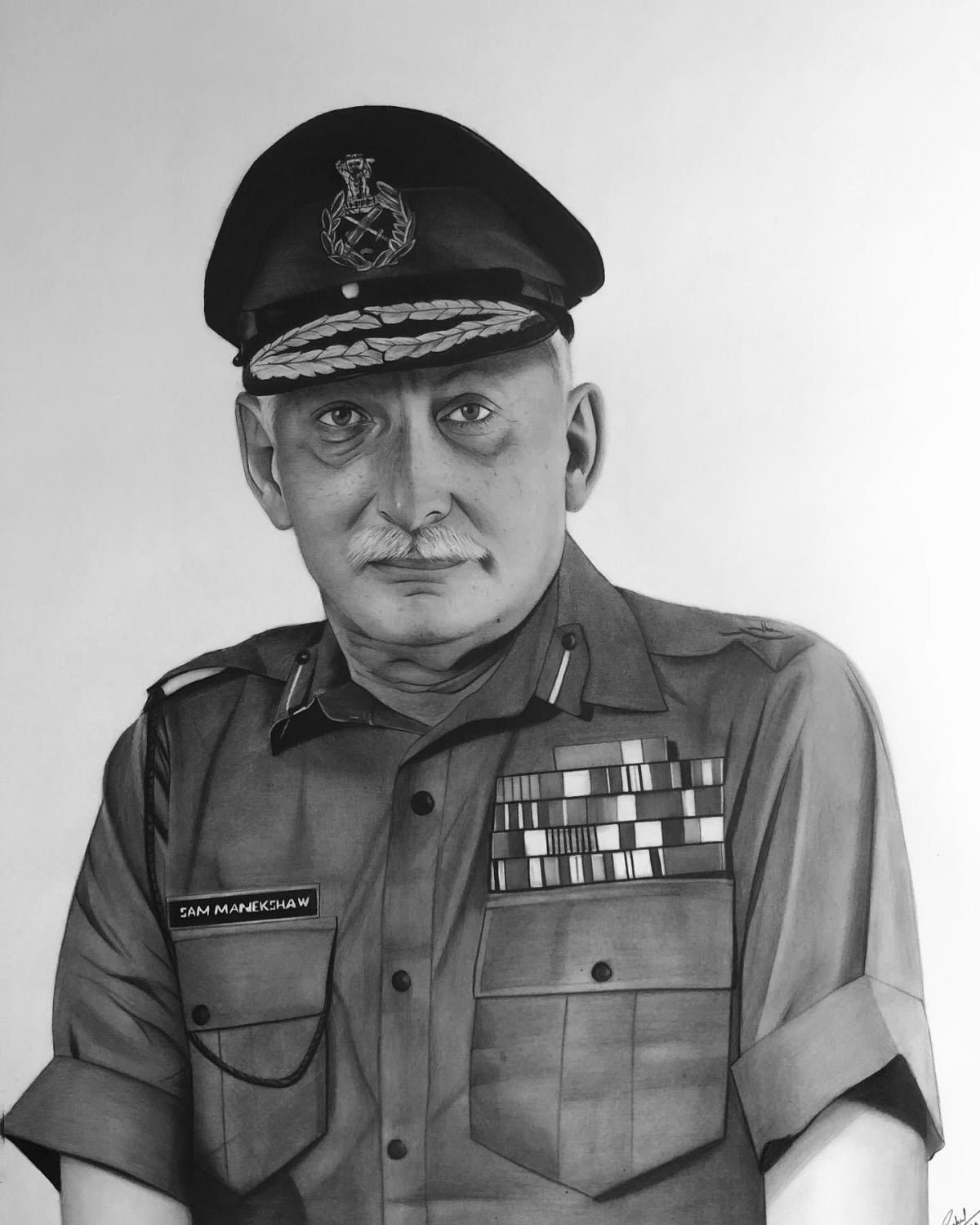 Drawing of India's First Field Marshal- Sam Manekshaw.