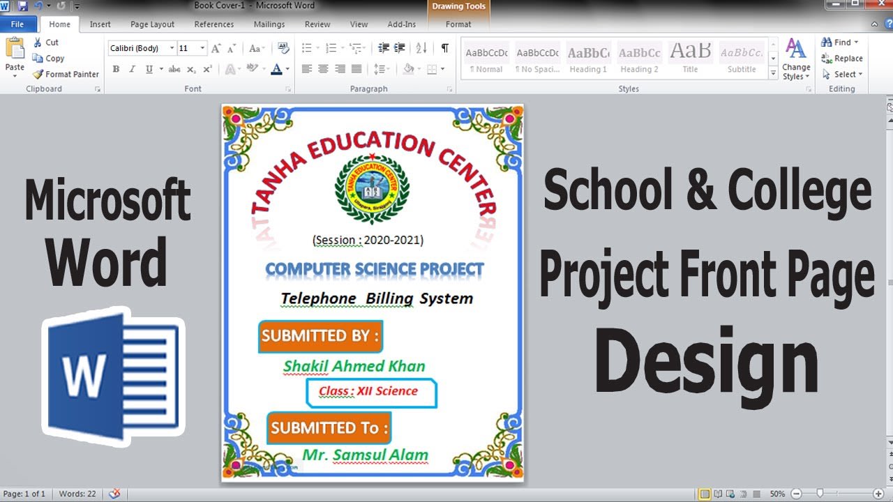 assignment cover page bangla 2021