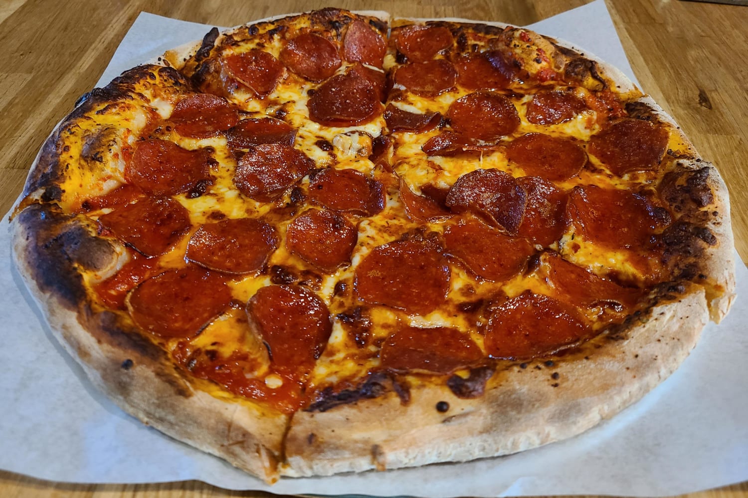 Pepperoni pizza from a local brewery down the street from my house.