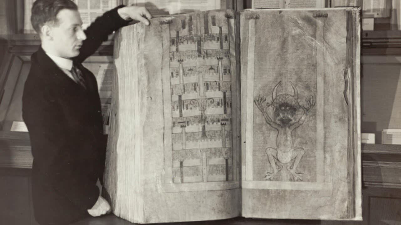The Codex Gigas is the largest medieval illuminated manuscript in the world. It also known as the Devil's Bible, due to its highly unusual full-page portrait of Satan, and the legend surrounding its creation. The manuscript was written in the 13th century and is all of Latin.