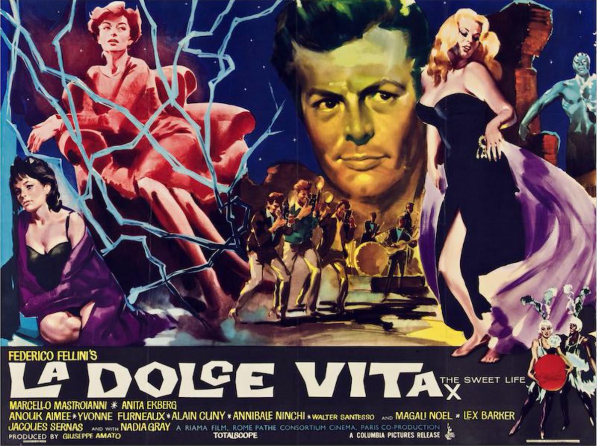 BTD - Marcello Mastroianni - LA DOLCE VITA - 1960 - British quad poster