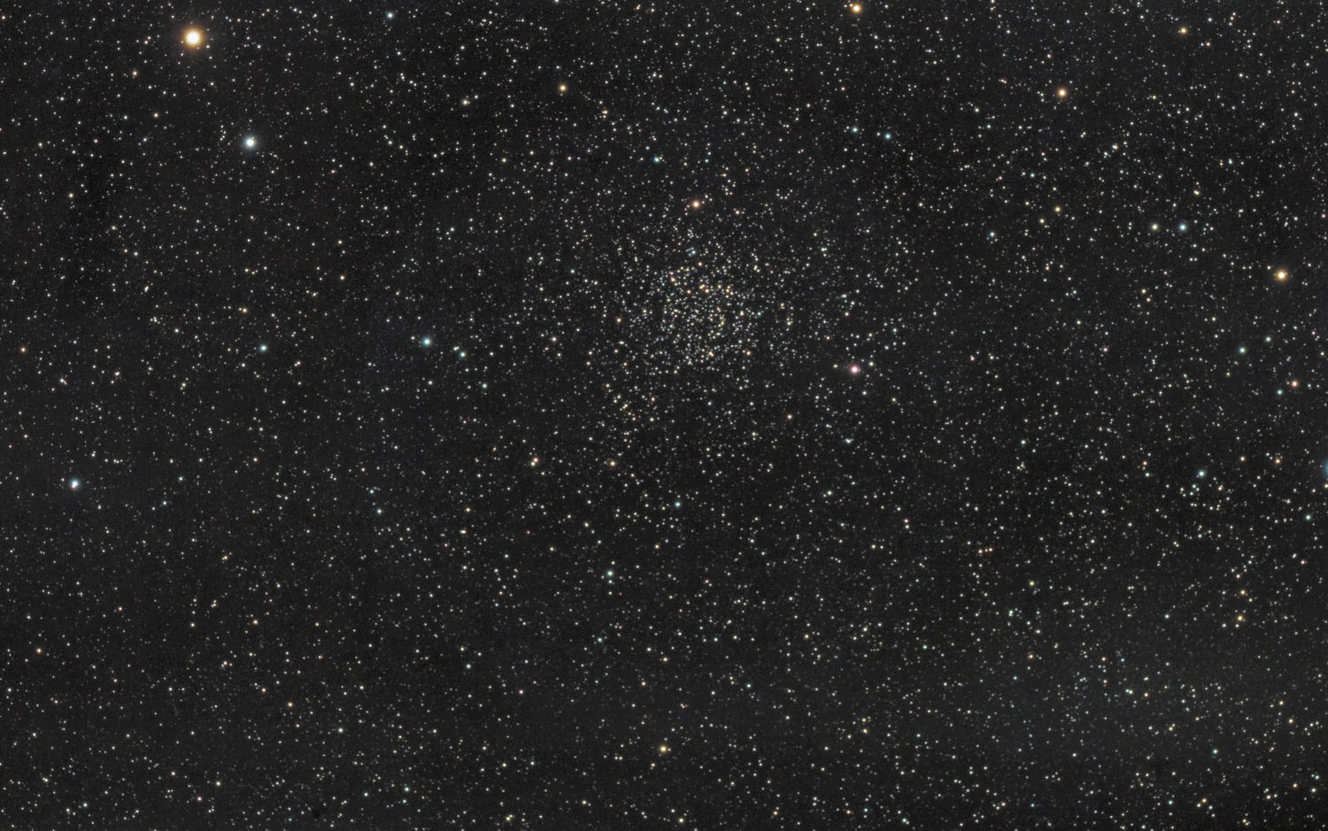 A picture I took of NGC 7789, a star cluster discovered by Caroline Herschel in 1783. It contains at least 5,000 stars and is over 50 light-years wide!