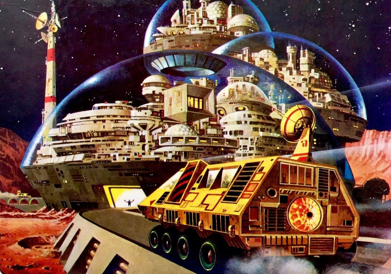 Images from The World of the Future: Future Cities (Usborne 1979). The artwork credited to Gordon Davies, Terry Hadler, Brian Lewis, Michael Roffe, George Thompson.