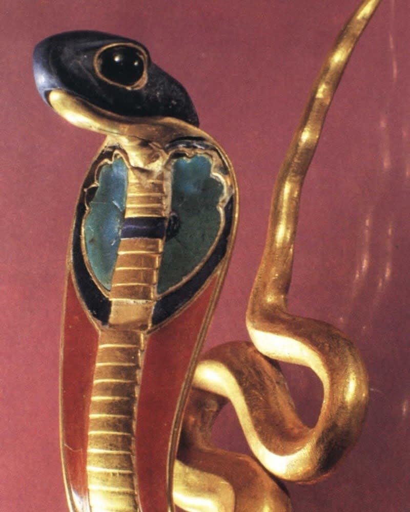 Golden Uraeus of Senusret II, 12th Dynasty, ca. 1897-1878 BC. From the Pyramid of Senusret II at Lahun. Now in the Egyptian Museum, Cairo.