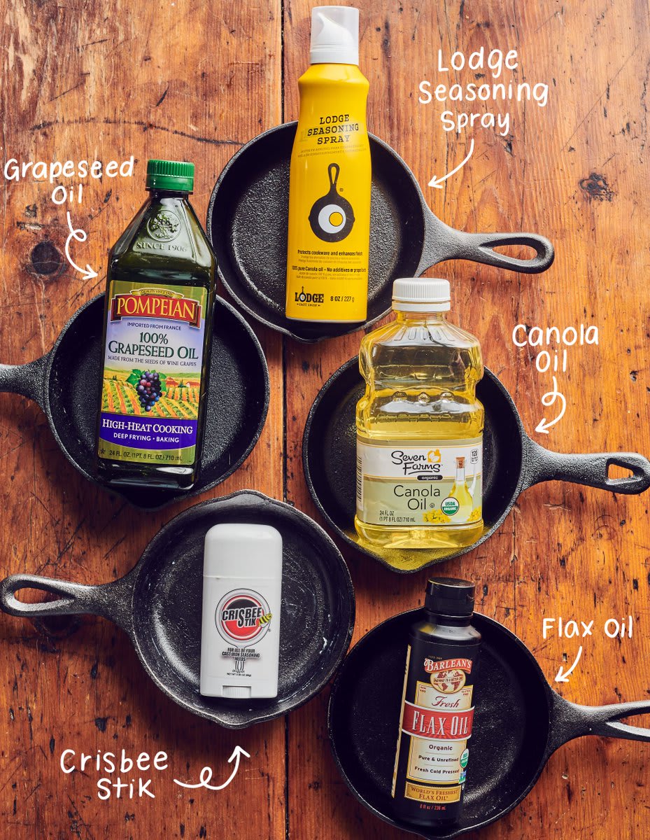 We seasoned cast iron skillets with 5 different oils and have a new favorite: