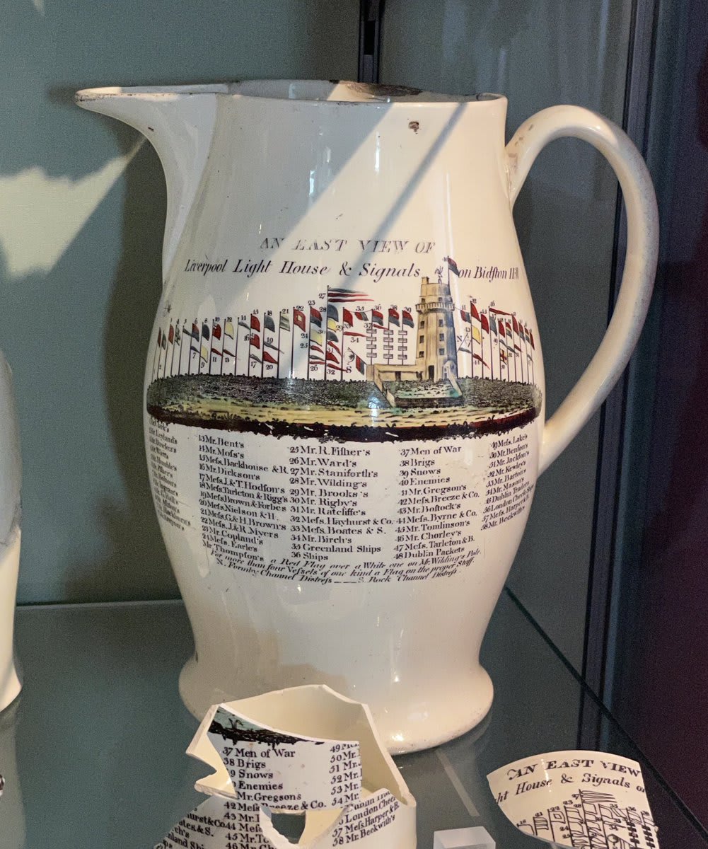 A vision of Liverpool lighthouse, Masonic symbols and a rather charming poem. Pieces of pottery used as landfill behind the walls of the Manchester Dock in Liverpool (@MuseumLiverpool)