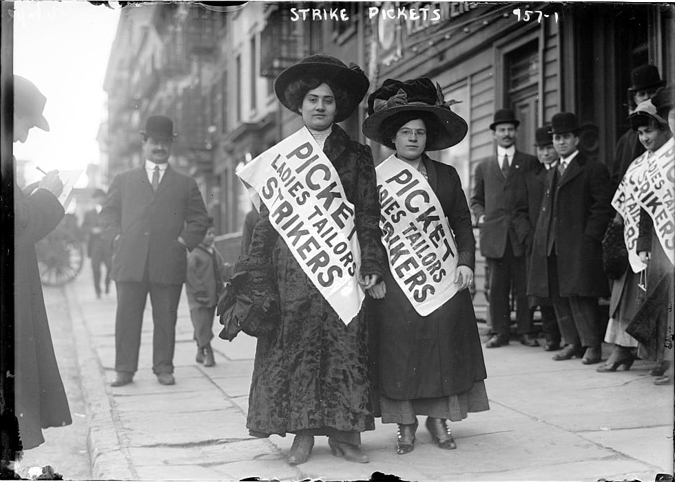 OtD 23 Nov 1909 over 20,000 mostly female Jewish garment workers in NYC walked out on a general strike: the biggest stoppage of women workers in America to date. Facing severe repression, they held out for 11 weeks and won big concessions