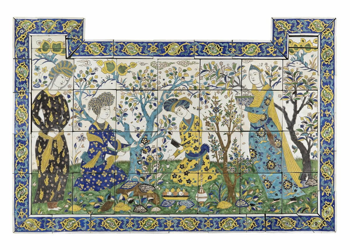 [#UnJourUneOeuvre] Panneau de revêtement à la joute poétique, XVIIe siècle Lieu de provenance : Isfahan (Iran) 📍 Aile Denon, salle 186. 👉