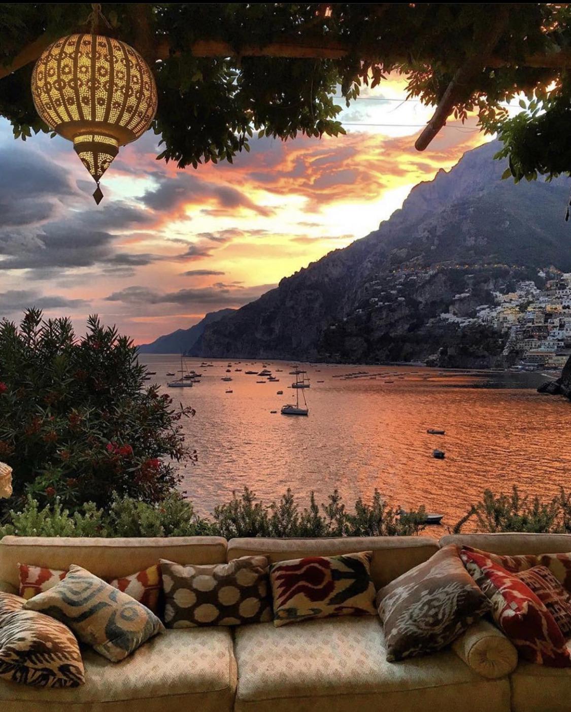 This lounge and view of the Amalfi Coast, Italy
